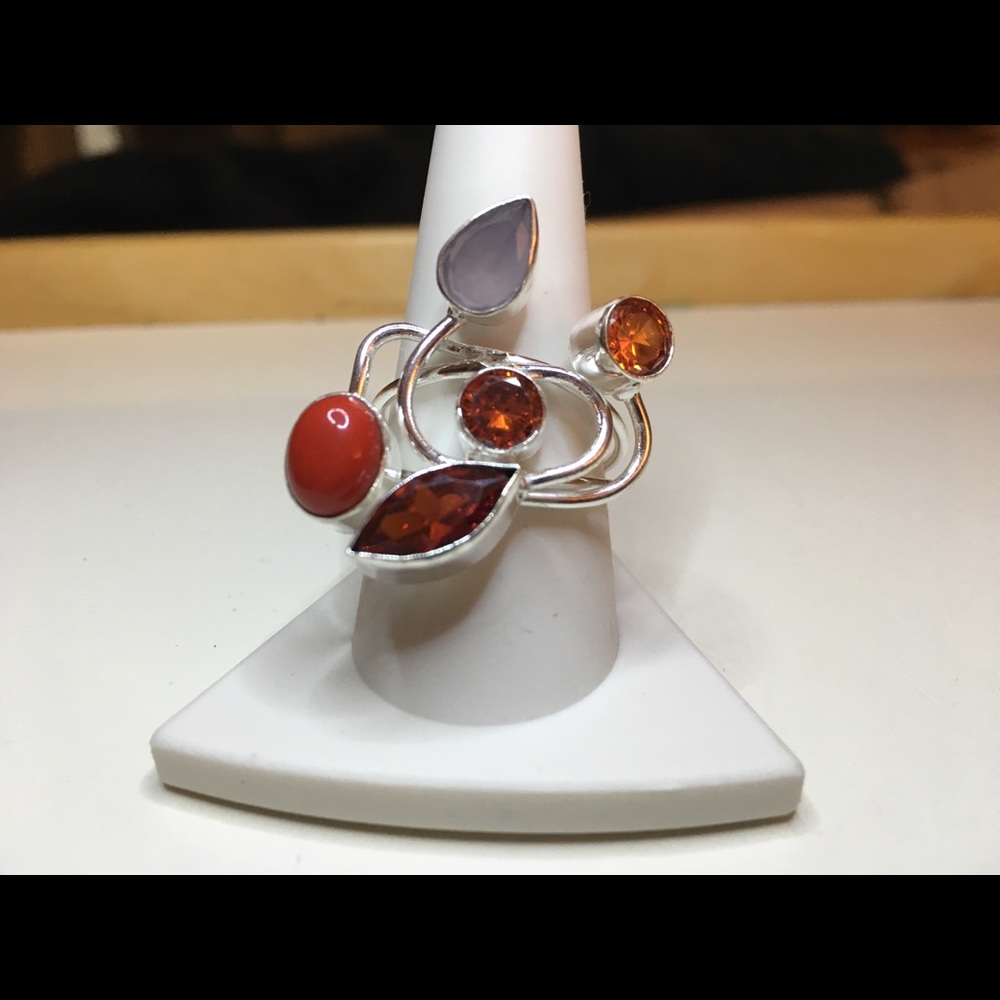 Red Multi Gemstone Ring